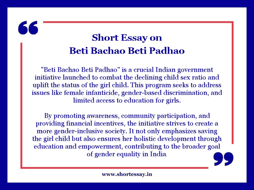 Beti Bachao Beti Padhao Essay in 100 words