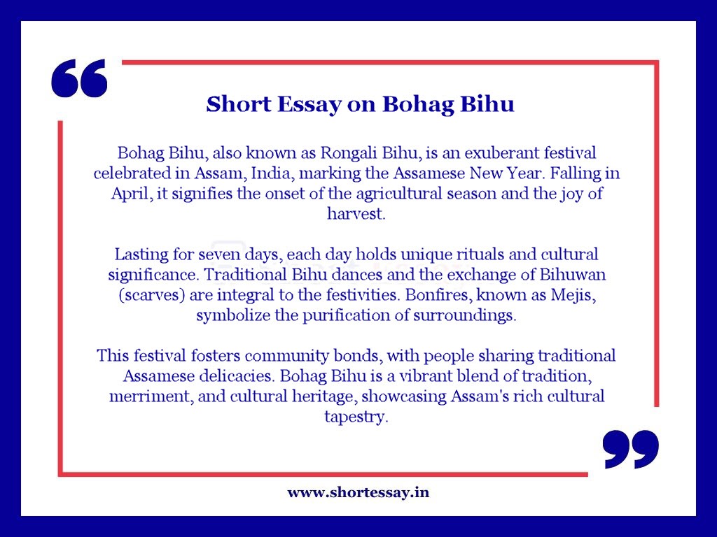 Bohag Bihu Short Essay - 100 Words