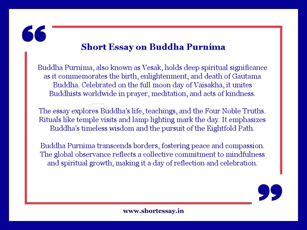 Buddha Purnima Short Essay in 100 Words