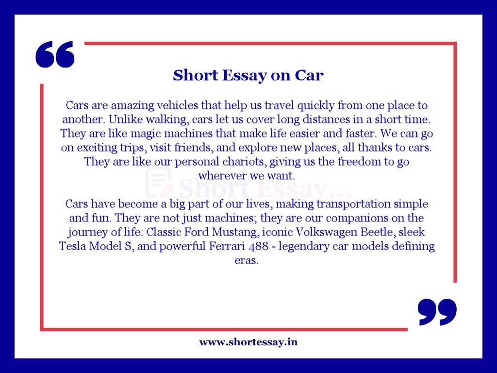Car Short Essay - 100 Words