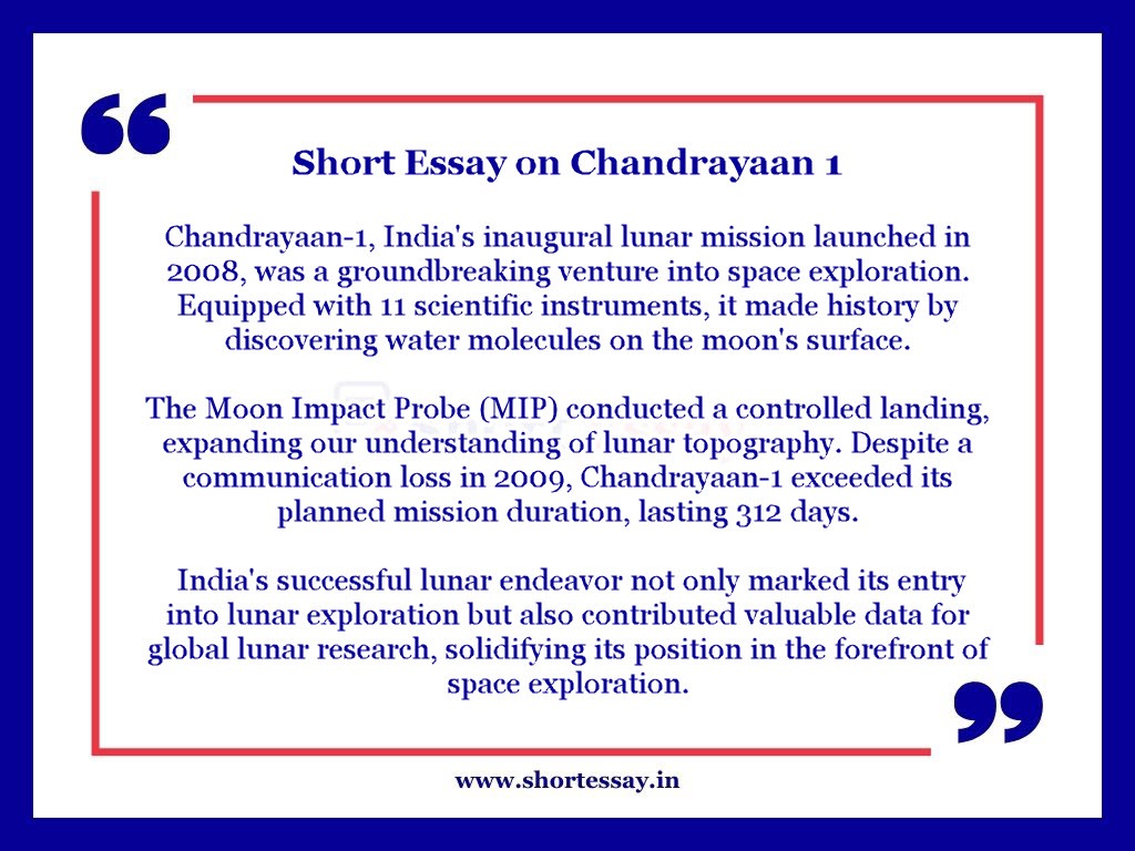 Chandrayaan 1 Essay in 100 Words
