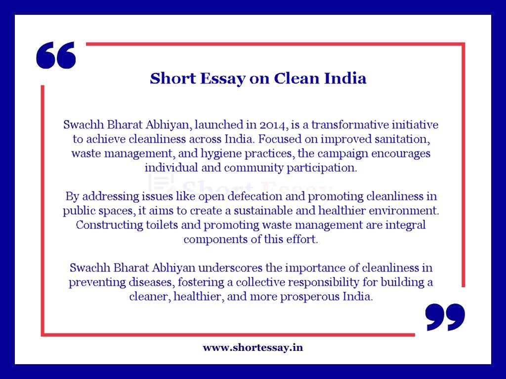 Clean India Short Essay in 100 Words