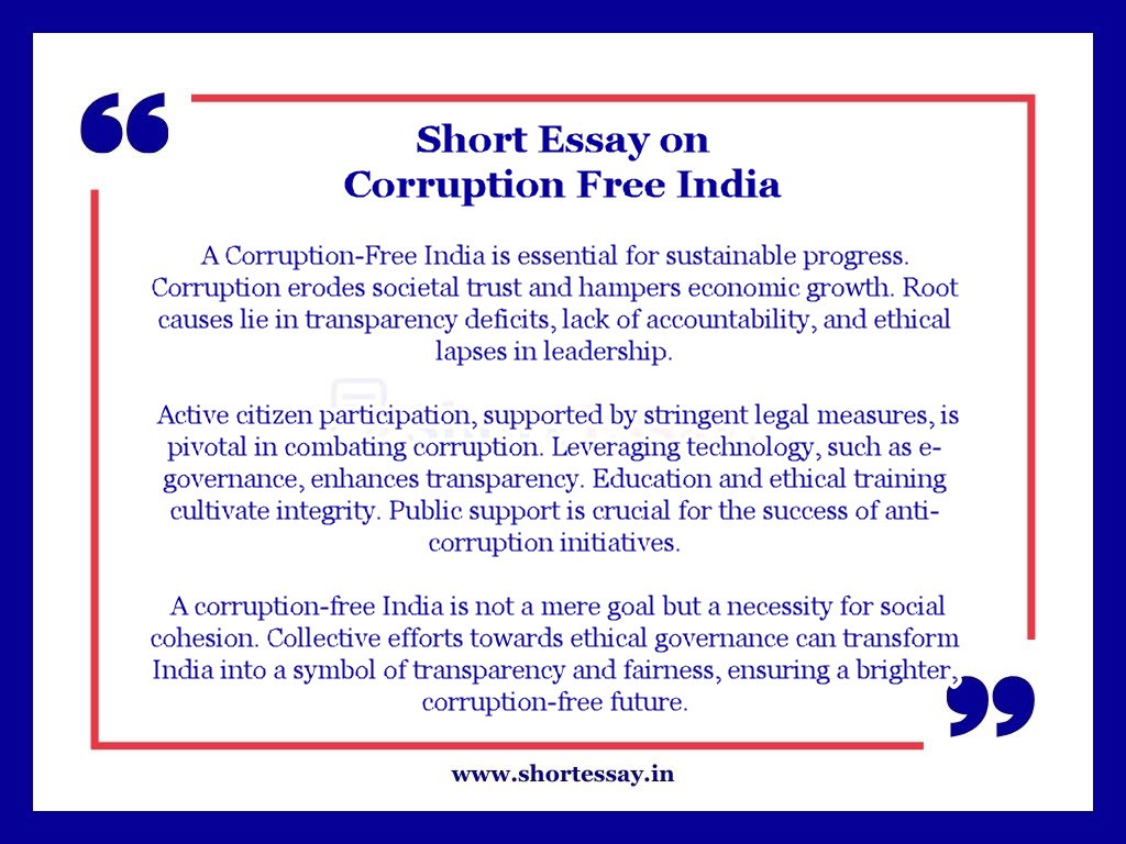 Corruption Free India Essay in 100 Words