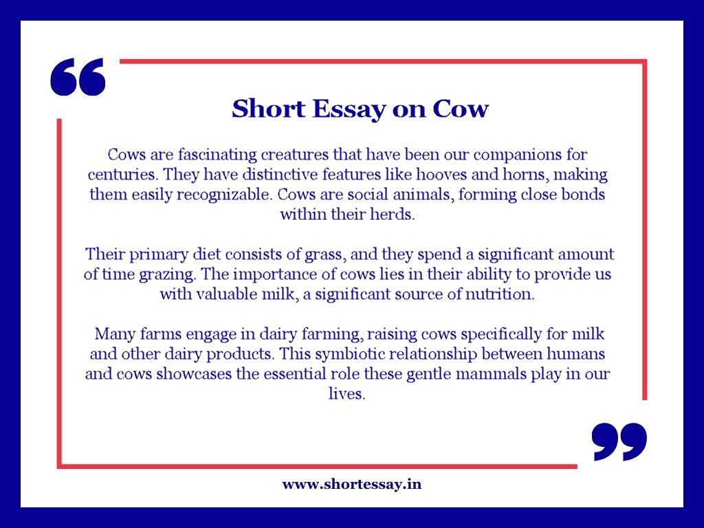 Cow Essay for Class 3 in 100 Words