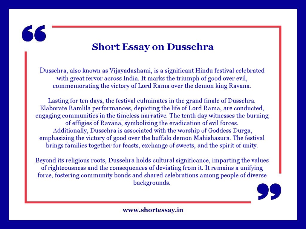 Dussehra Essay in 150 Words