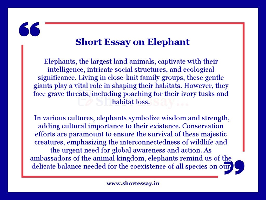 Elephant short Essay - 100 Words