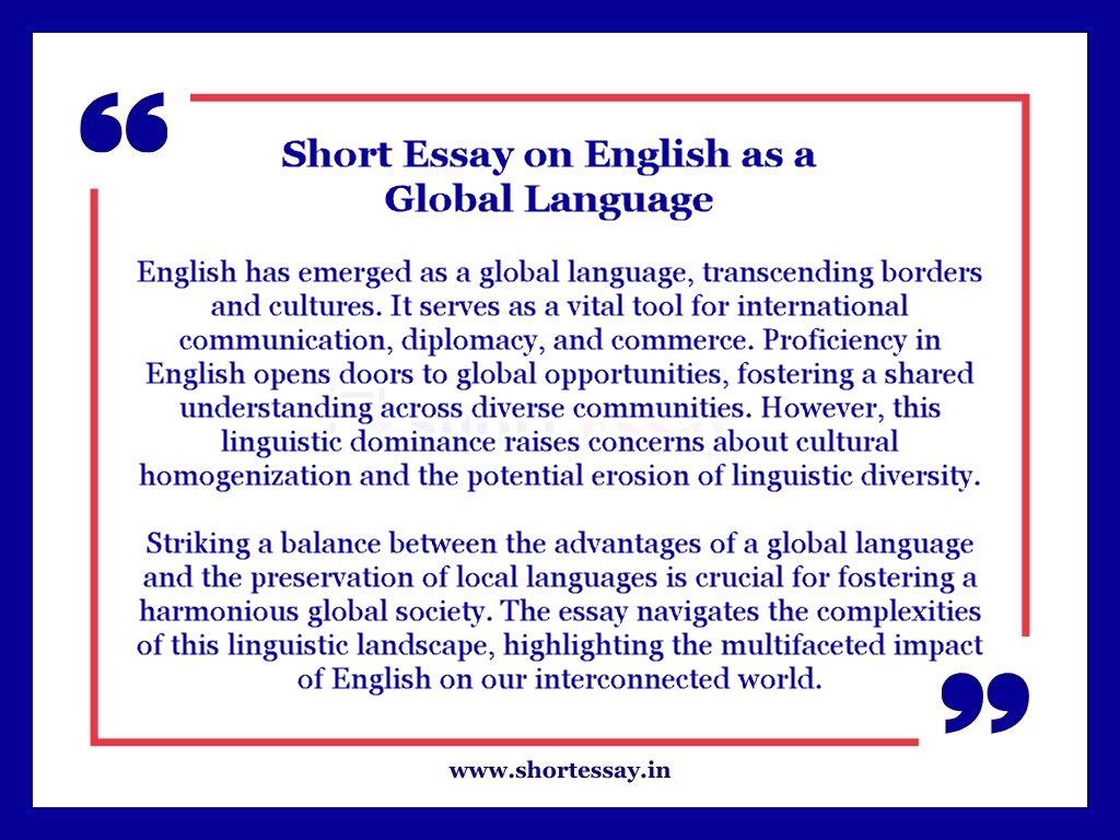 English as a Global Language Essay in 100 Words