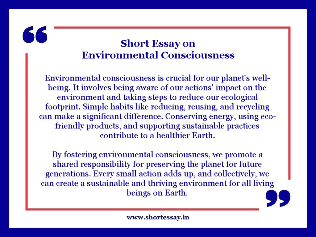 Environmental Consciousness Essay Writing in 100 Words