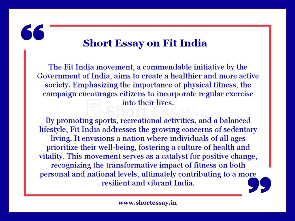 Fit India Short Essay in 100 Words