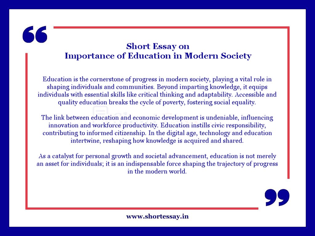 Importance of Education in Modern Society Short Essay in 100 Words