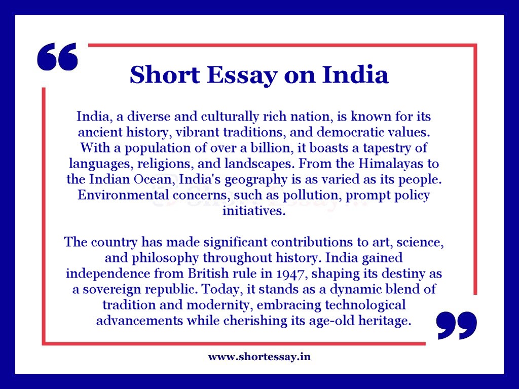 India Essay in 100 Words