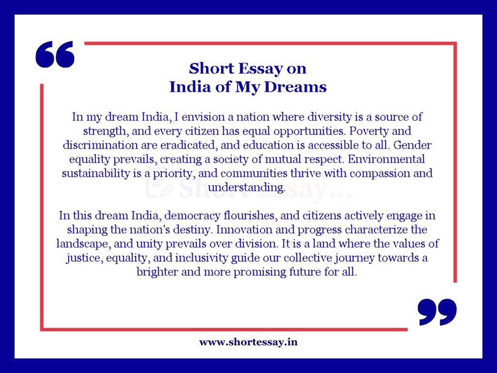India of My Dreams Short Essay - 100 Words