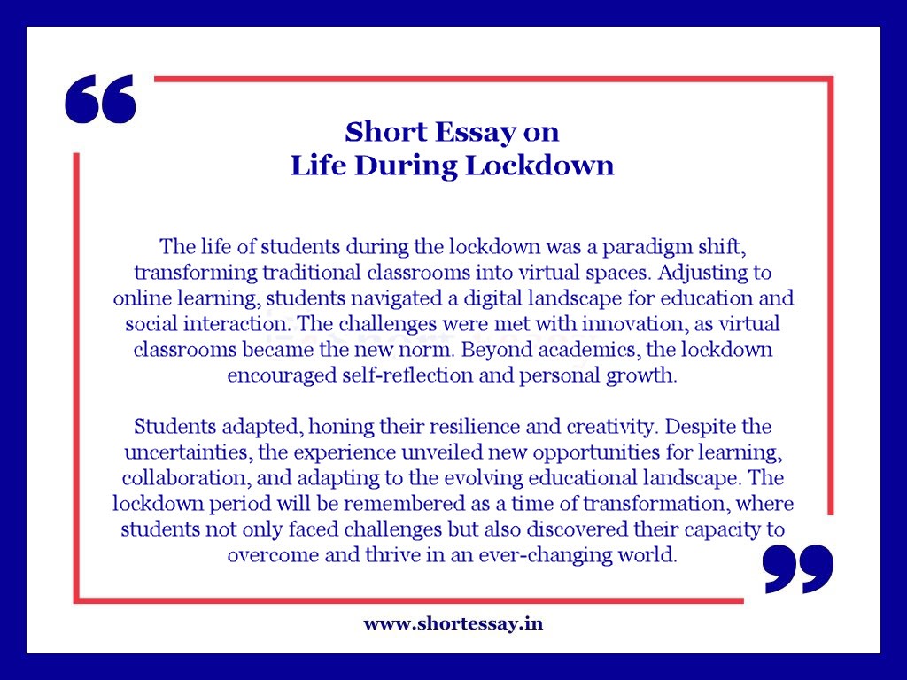 Life During Lockdown Essay for Students in 100 Words