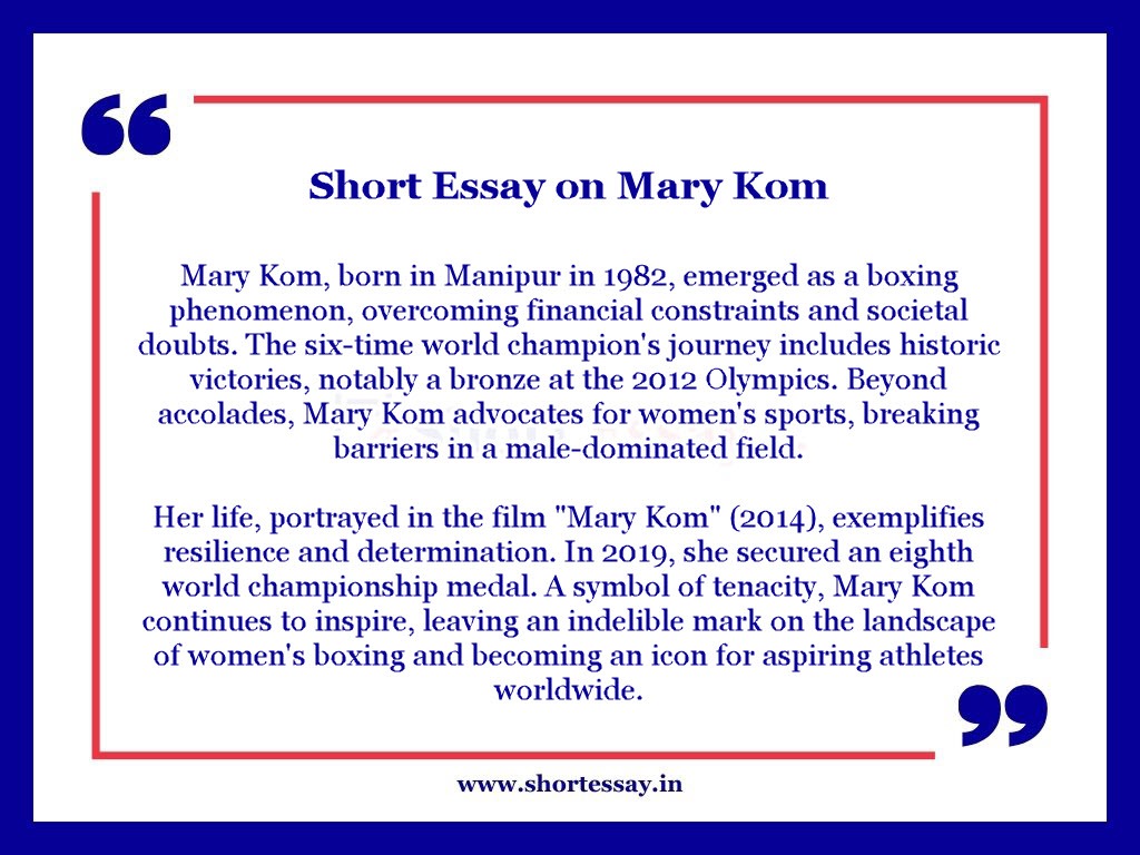 Mary Kom Essay in 100 Words
