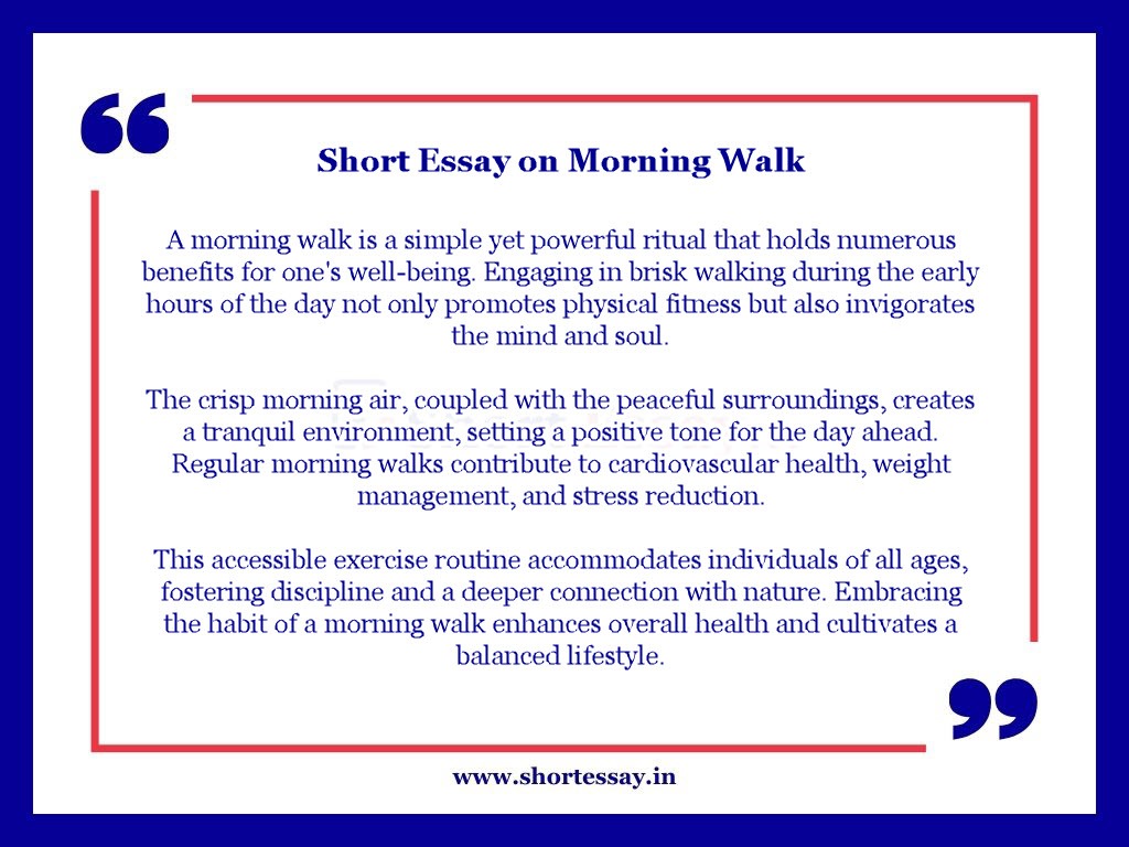 Morning Walk Short Essay in 100 Words