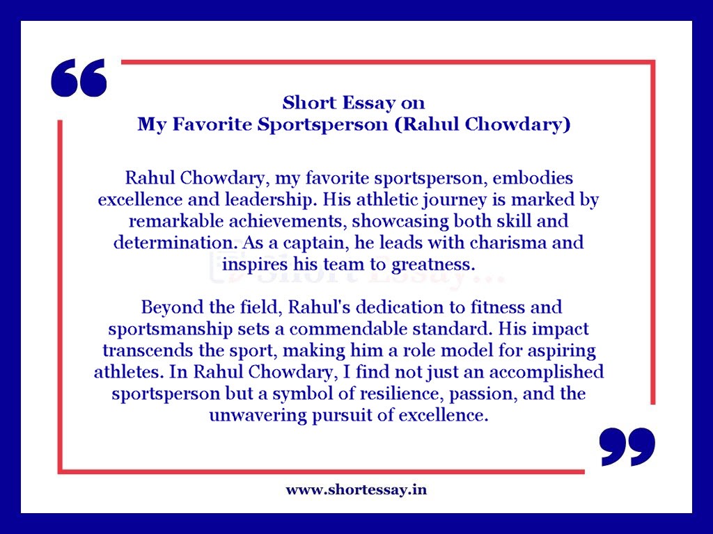 My Favorite Sportsperson (Rahul Chowdary) in 100 Words