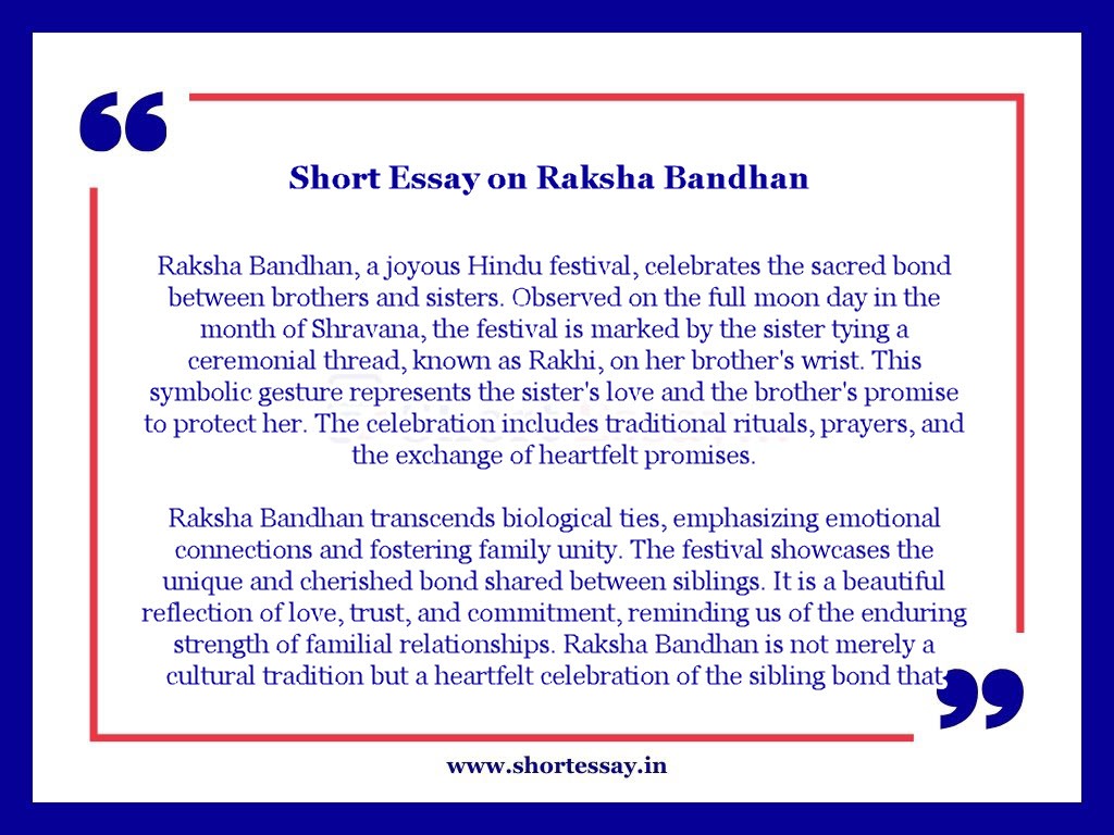 Raksha Bandhan Essay in 100 Words