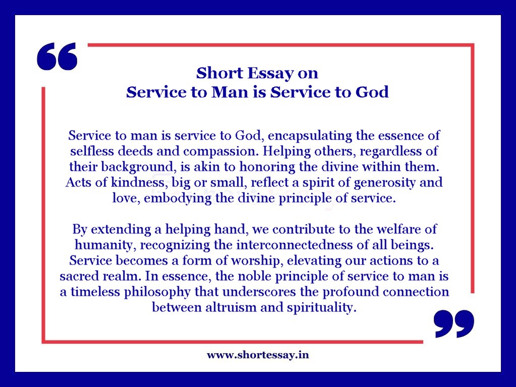 essay on service to man is service to