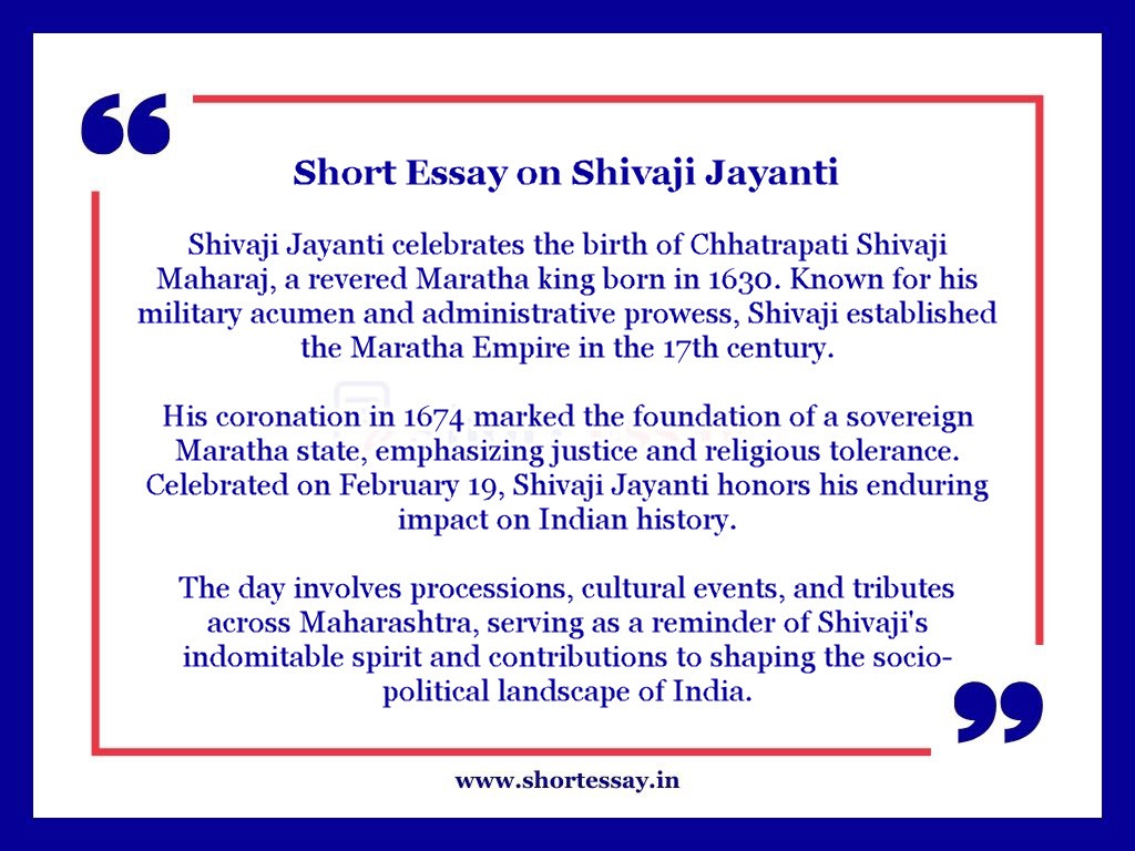 Shivaji Jayanti Essay in 100 Words
