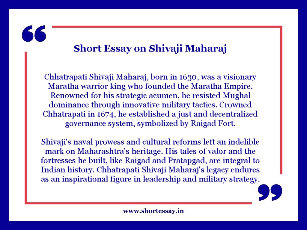 Shivaji Maharaj Essay in English in 100 Words