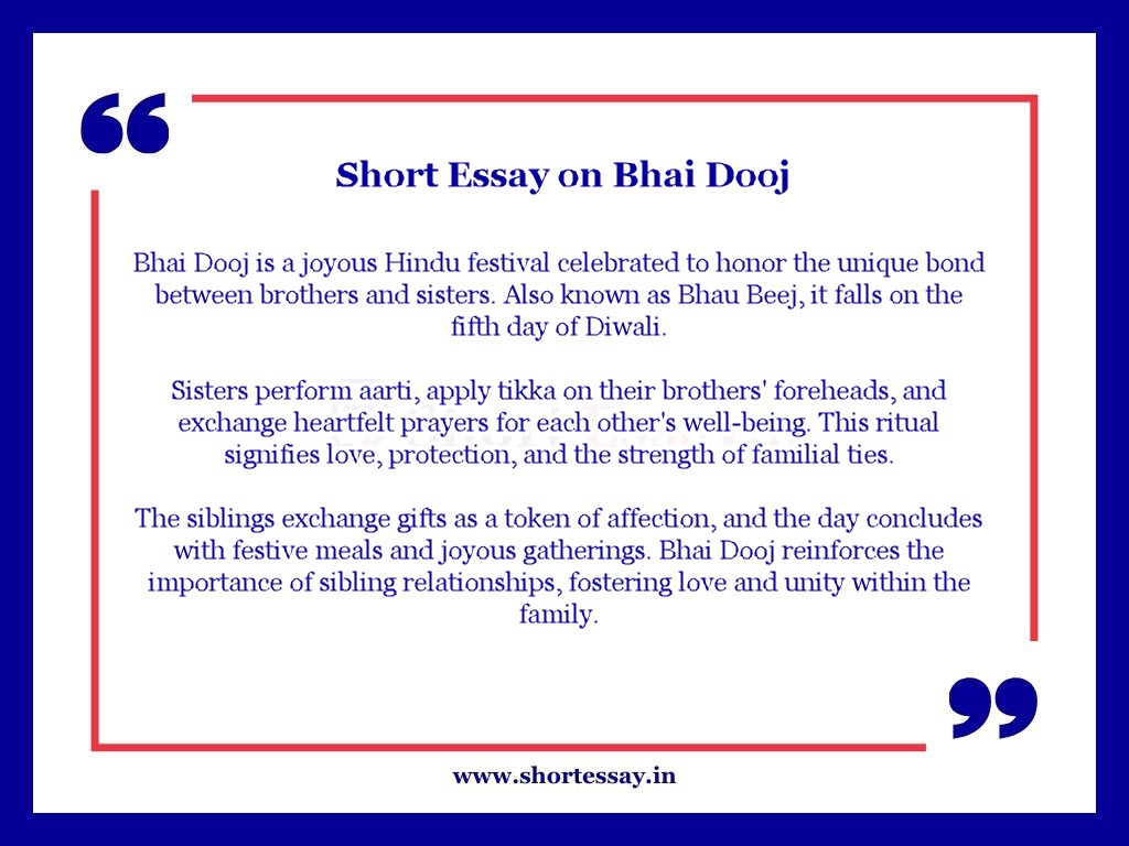 Short Essay on Bhai Dooj in 100 Words