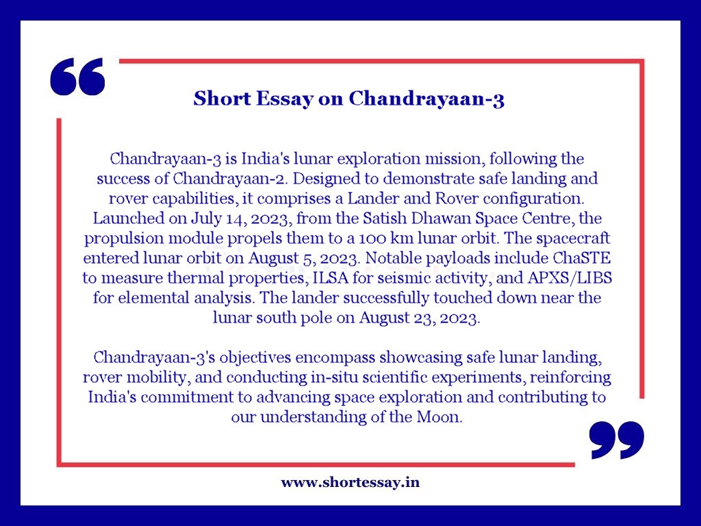 Short Essay on Chandrayaan-3 in 100 Words