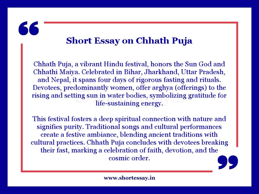 Short Essay on Chhath Puja in 100 Words