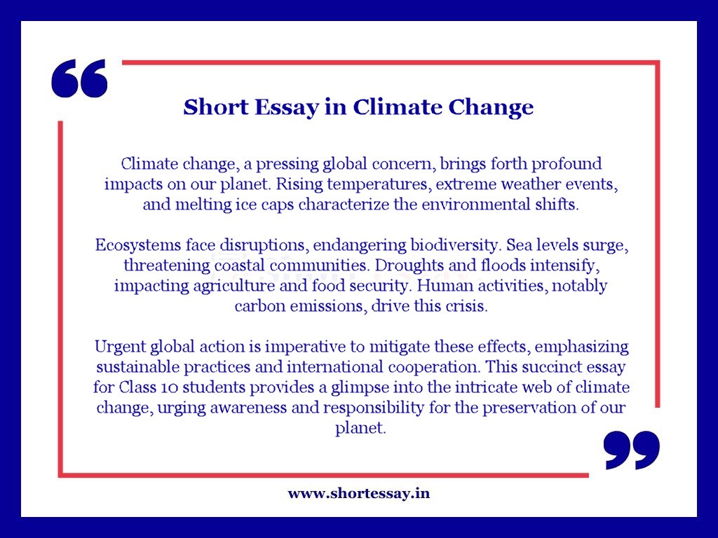 Short Essay on Climate Change and its Effects -Class 10 PDF in 100 Words