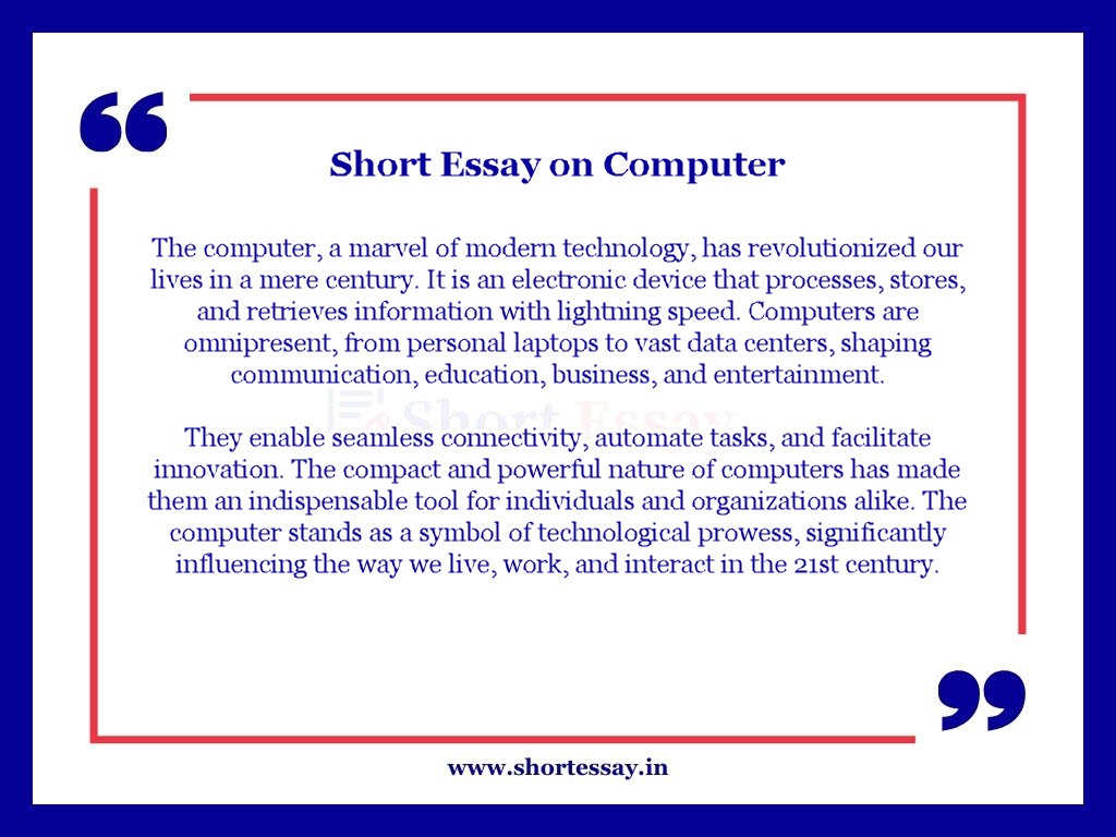 Short Essay on Computer in 100 Words