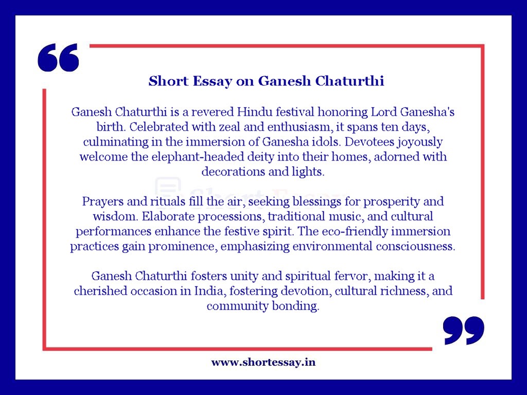 Short Essay on Ganesh Chaturthi in 100 Words
