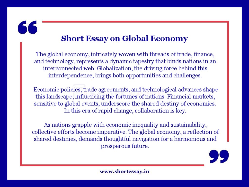 Short Essay on Global Economy in English - 100 Words