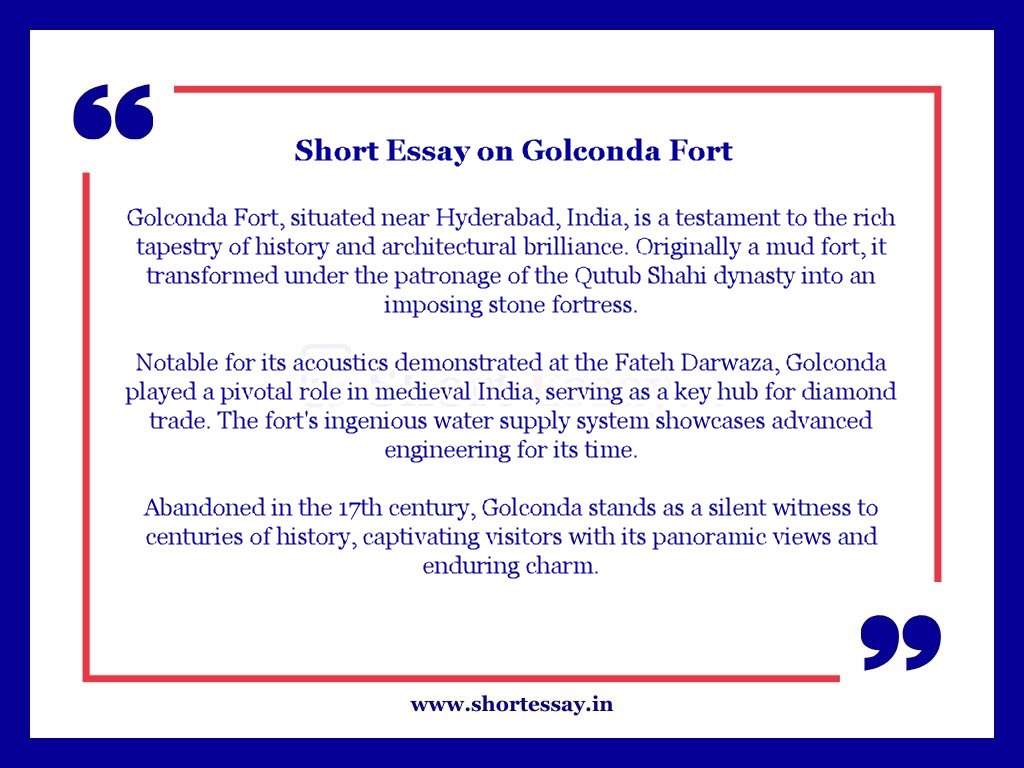 Short Essay on Golconda Fort in English