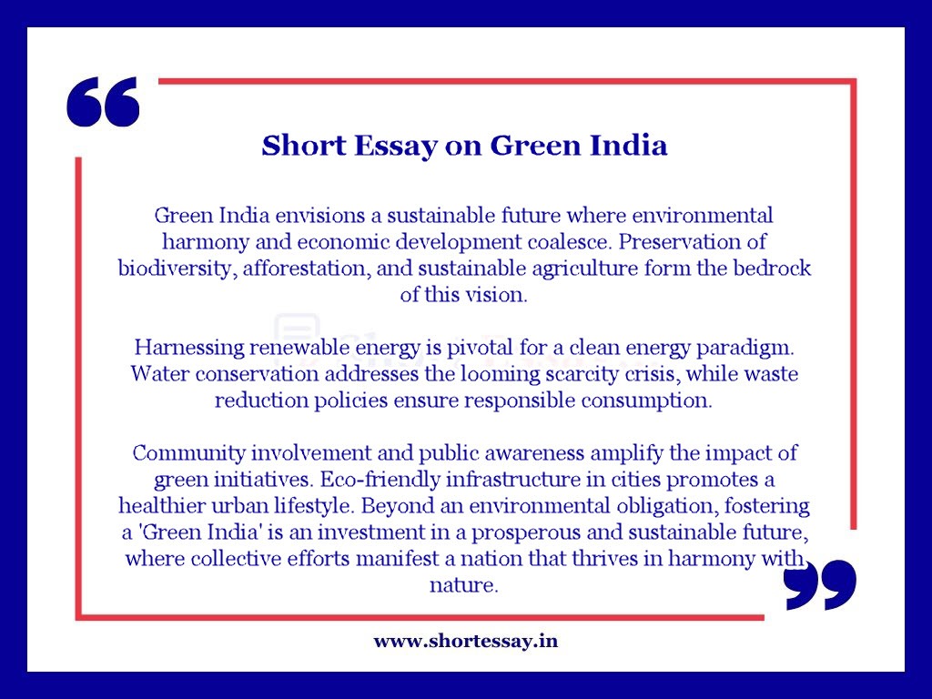 Short Essay on Green India in 100 Words