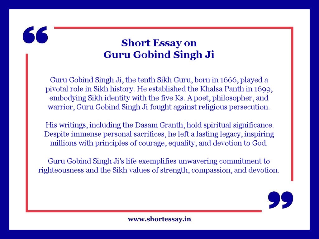 Short Essay on Guru Gobind Singh Ji in 100 words