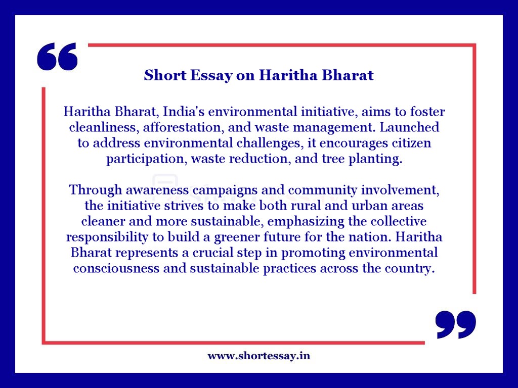 Short Essay on Haritha Bharat