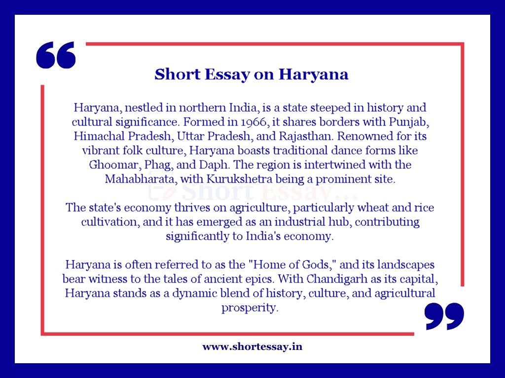 Short Essay on Haryana