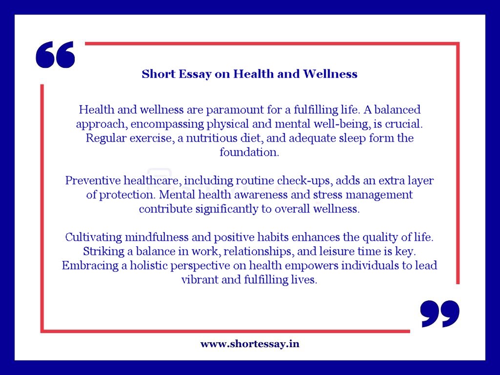 Short Essay on Health and Wellness in English - 100 Words
