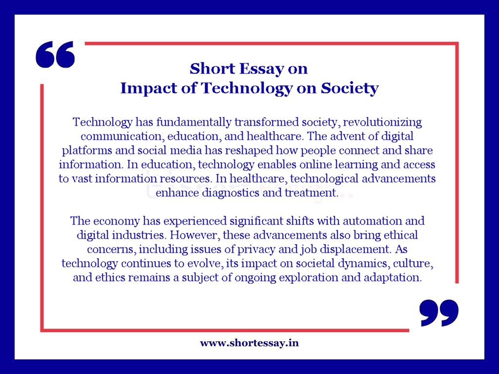 Short Essay on Impact of Technology on Society in 100 Words