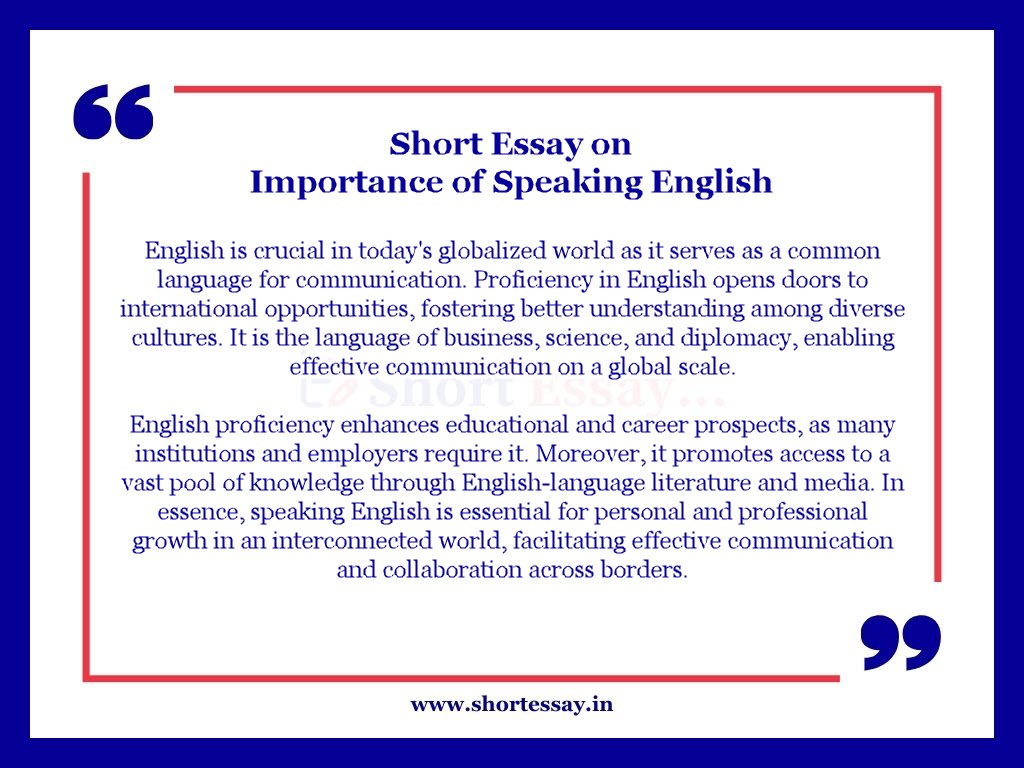 Short Essay on Importance of Speaking English in 100 Words