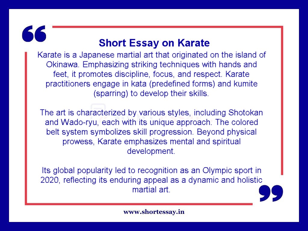 Short Essay on Karate in 100 Words