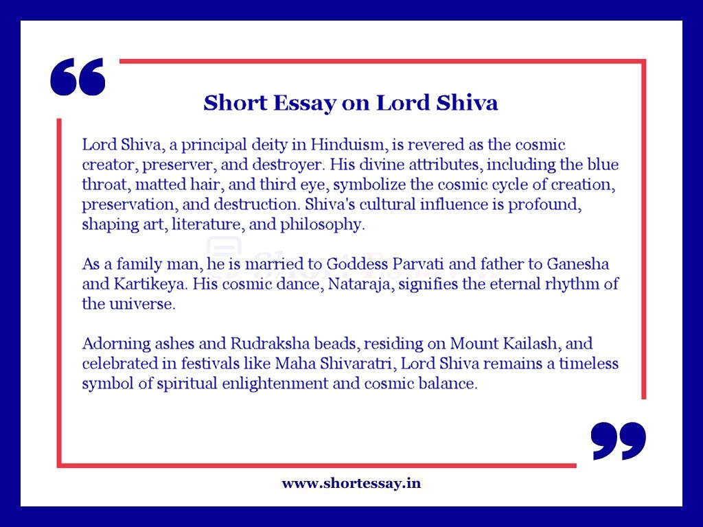Short Essay on Lord Shiva in English