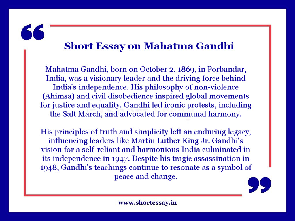 Short Essay on Mahatma Gandhi