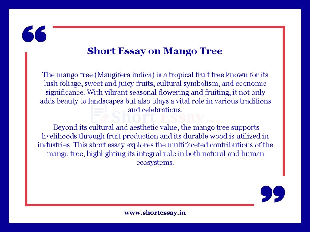 Short Essay on Mango Tree
