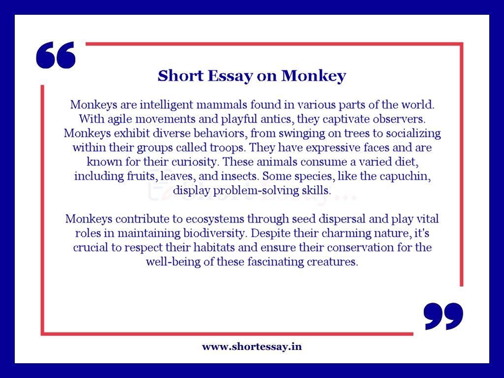 Short Essay on Monkey in 100 Words