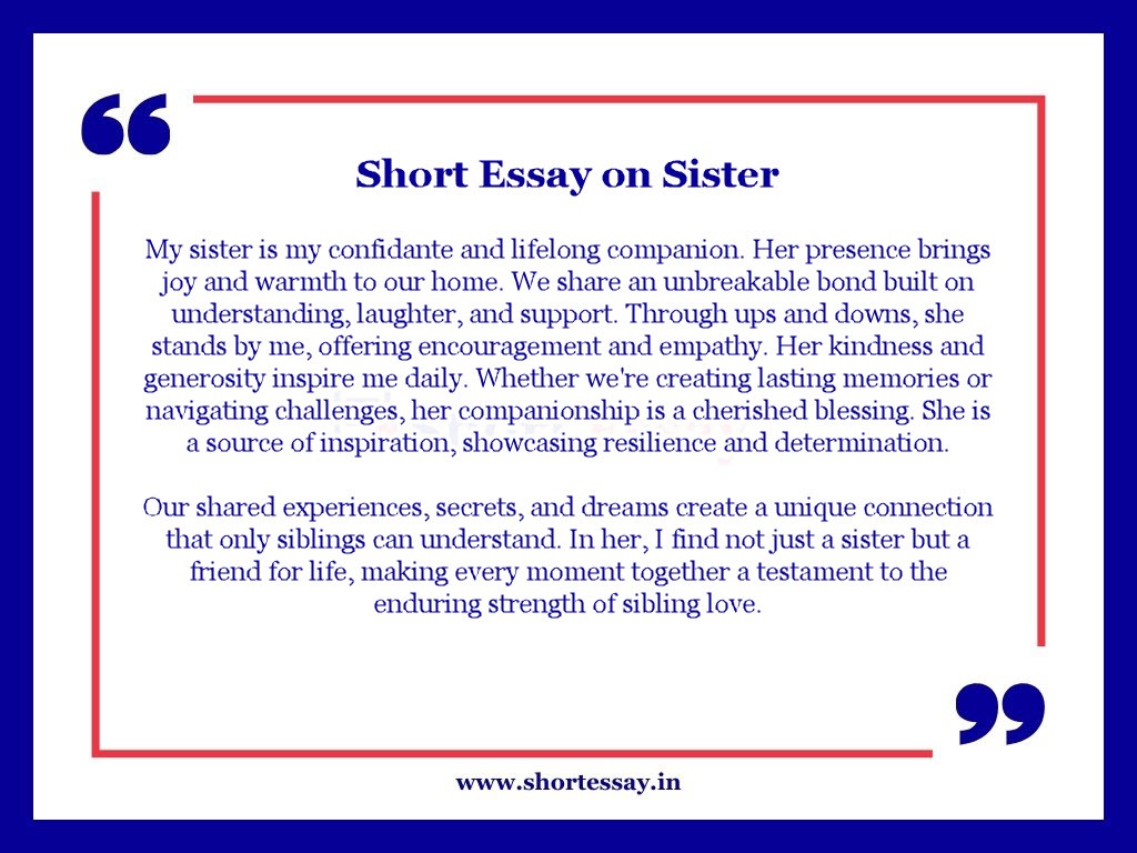 Short Essay on My Sister in 100 Words