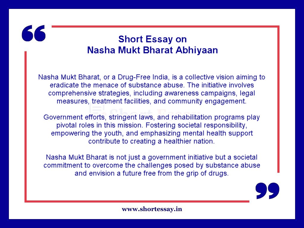 Short Essay on Nasha Mukt Bharat in 100 Words