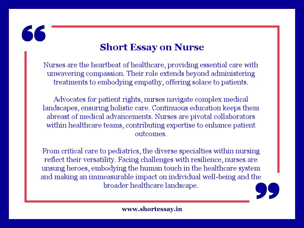 Short Essay on Nurse in 100 Words