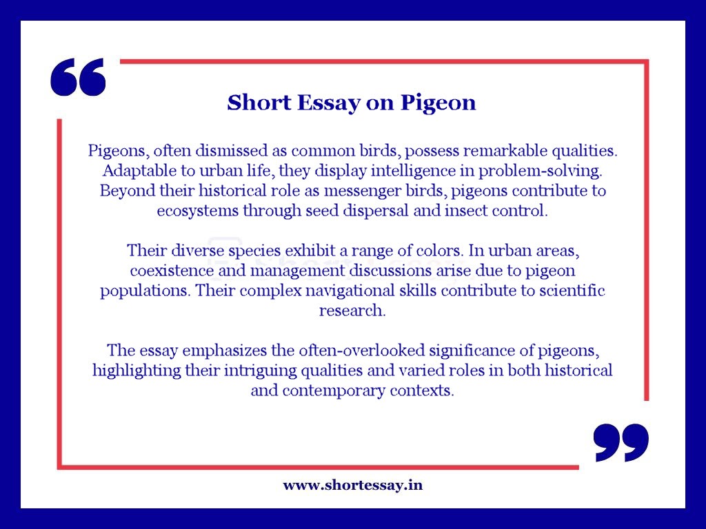 Short Essay on Pigeon in 100 Words