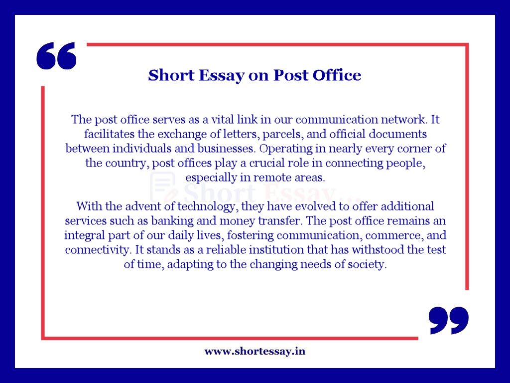Short Essay on Post Office in 100 Words