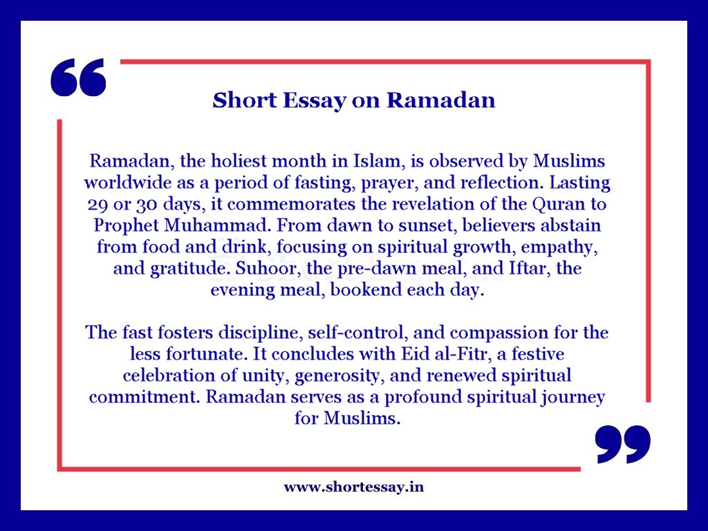 Short Essay on Ramadan in 100 Words